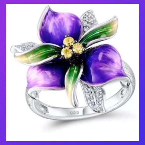 Jewelry - 🤩 Last One 🤩Gorgeous Flower .925 Silver Ring